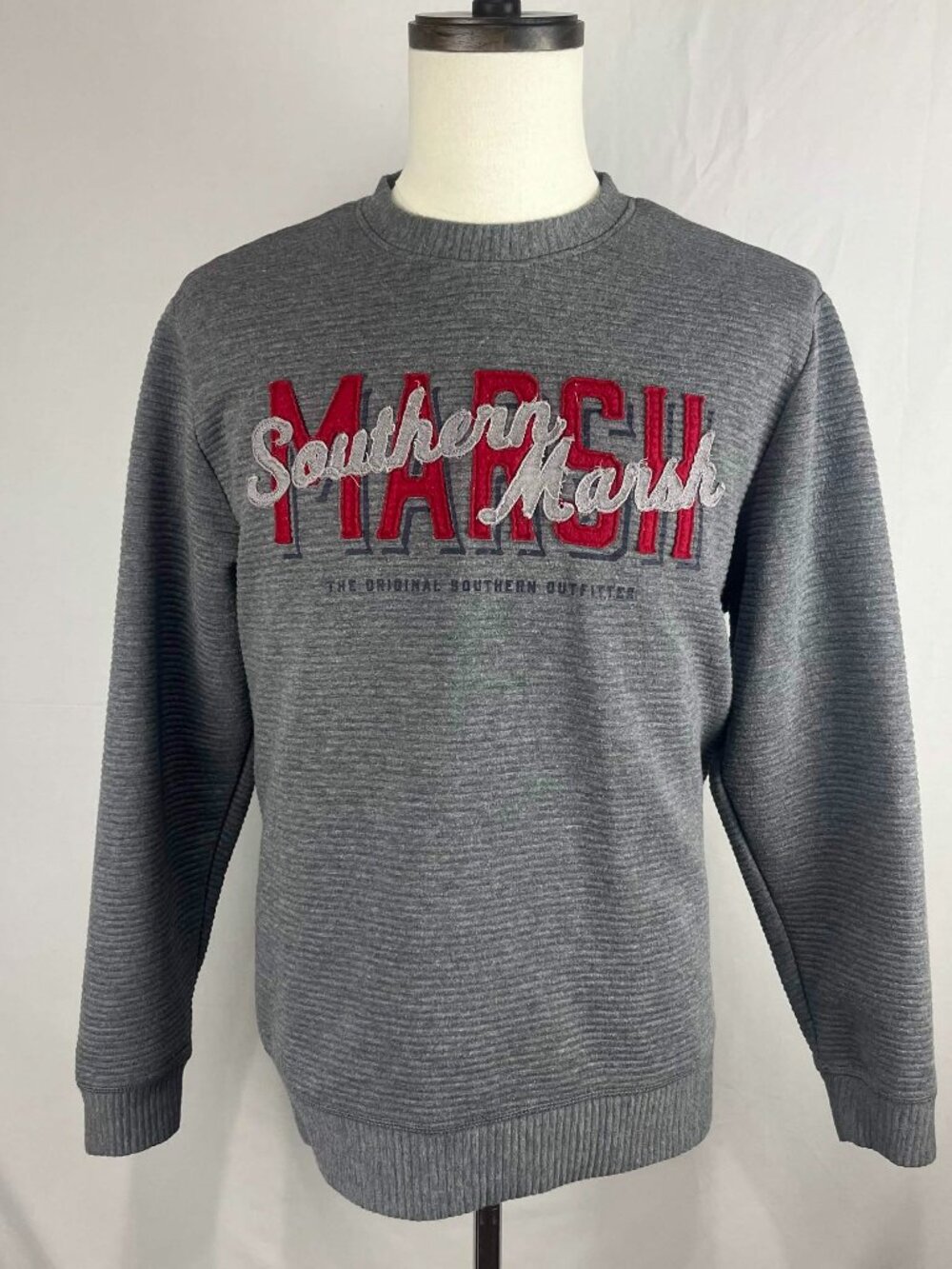 EUC Southern Marsh Mens Gray Ribbed Graphic Logo Pullover Sweatshirt Size M